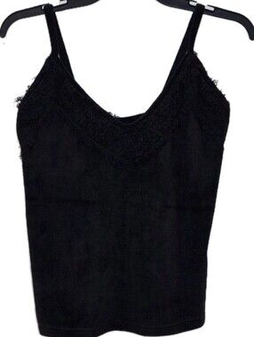 Pineapple Women's XL Velour Cami Lace Trim Sleeveless Tank Whimsigoth